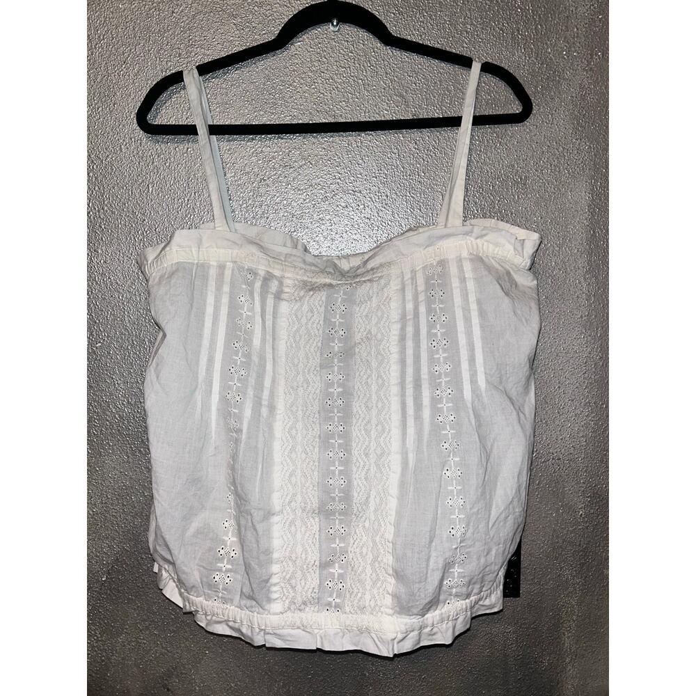 Current/Elliott Lace Pleated Tank Top NWT Size 2 Cream Sleeveless Boho Hippie